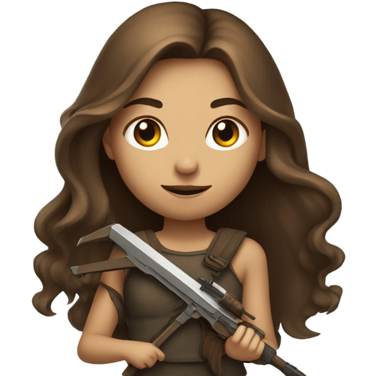 girl with long brown hair holding weapon   emoji