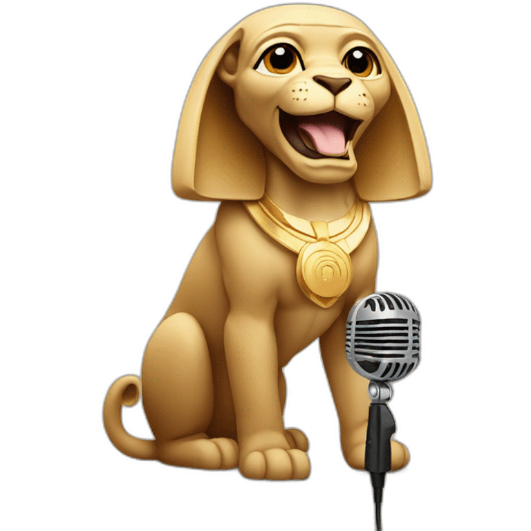 Sphinx singing with microphone emoji