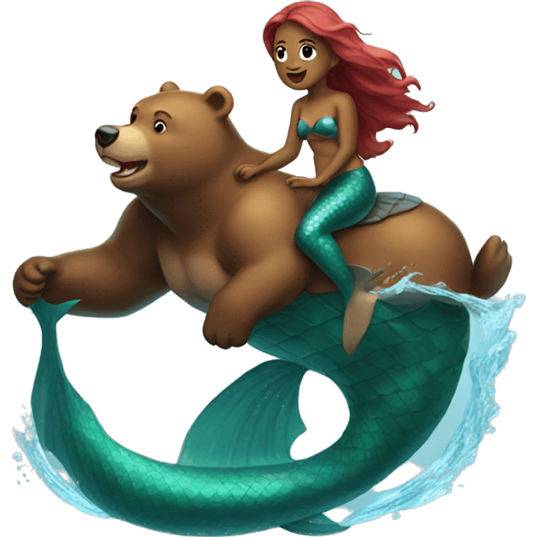 mermaid riding bear  emoji