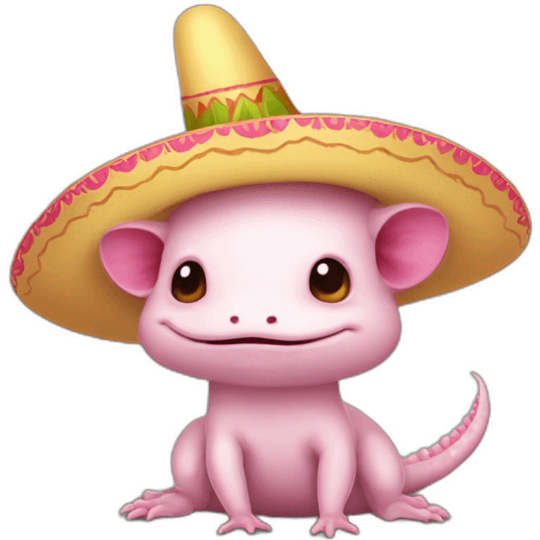 Axolotl with a sombrero cute emoji