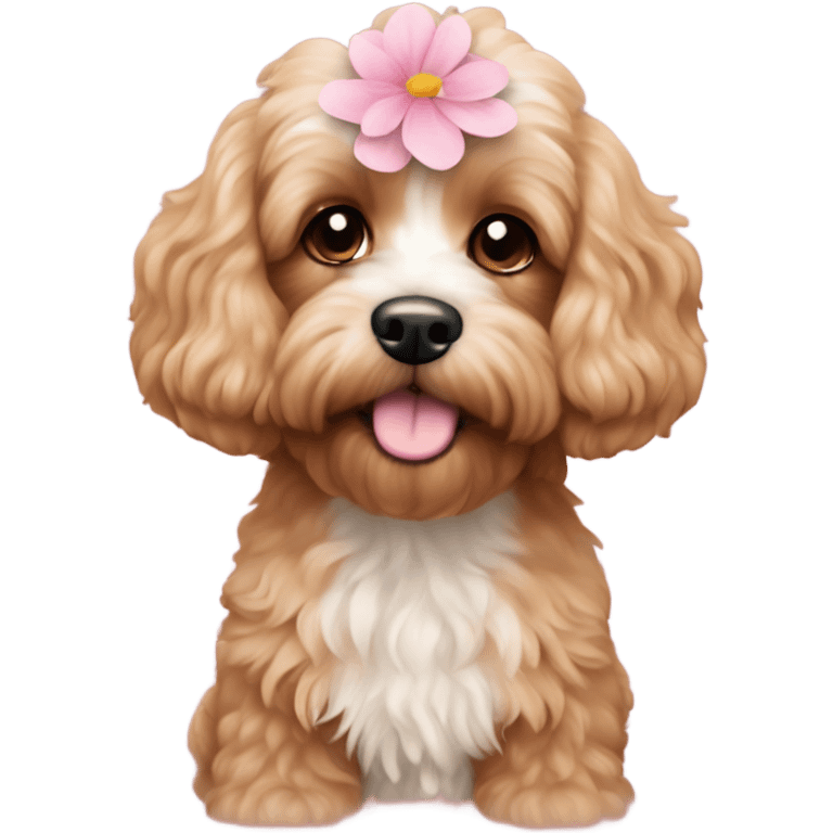  Cavapoo with light pink flower  emoji