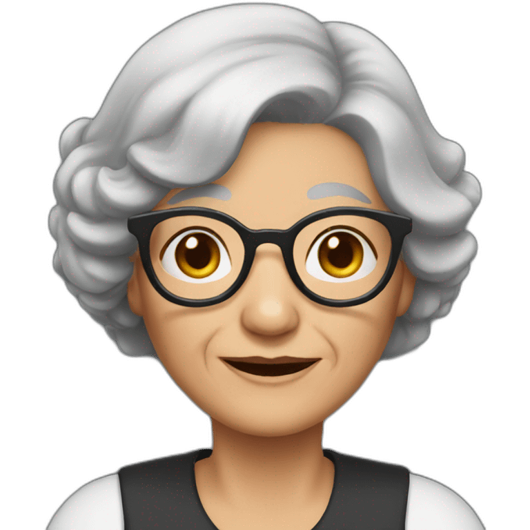 Old woman-Grandma-Black hair emoji