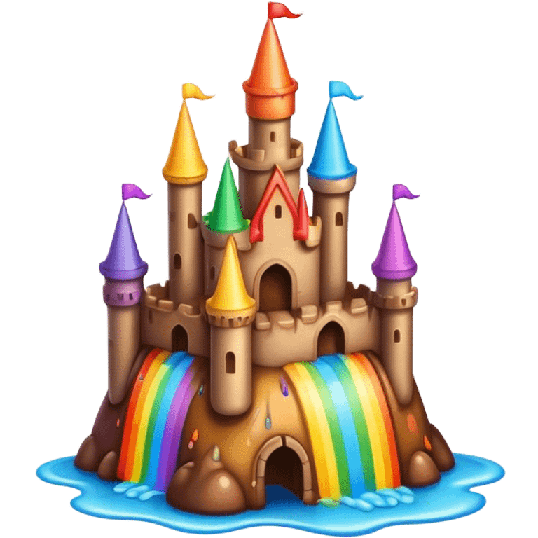 melted rainbow poop castle landscape  emoji