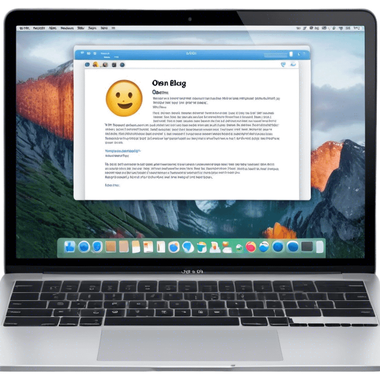 Create an emoji representing blogging as a form of content creation. The design should feature a laptop or desktop computer with an open blog page on the screen, showing visible text and perhaps a photo or graphic. Do not include any emojis or smiley faces. Make the background transparent. emoji