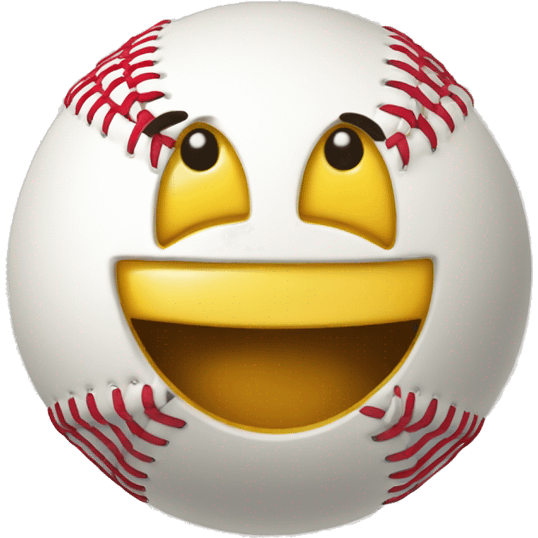 Baseball with happy smiley face emoji