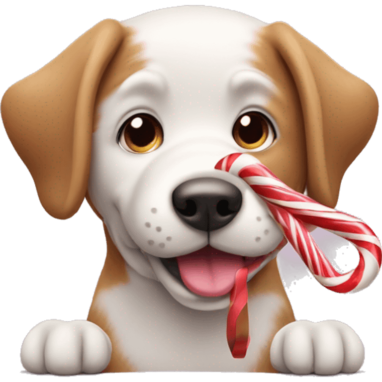 Dog eating candy cane emoji