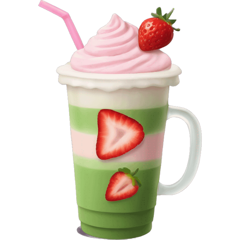 Strawberry iced matcha latte  emoji