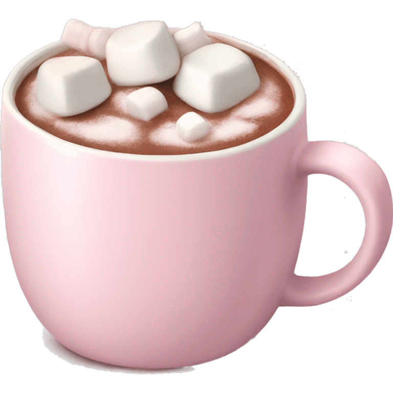 Light Pink mug of hot chocolate with marshmallows  emoji