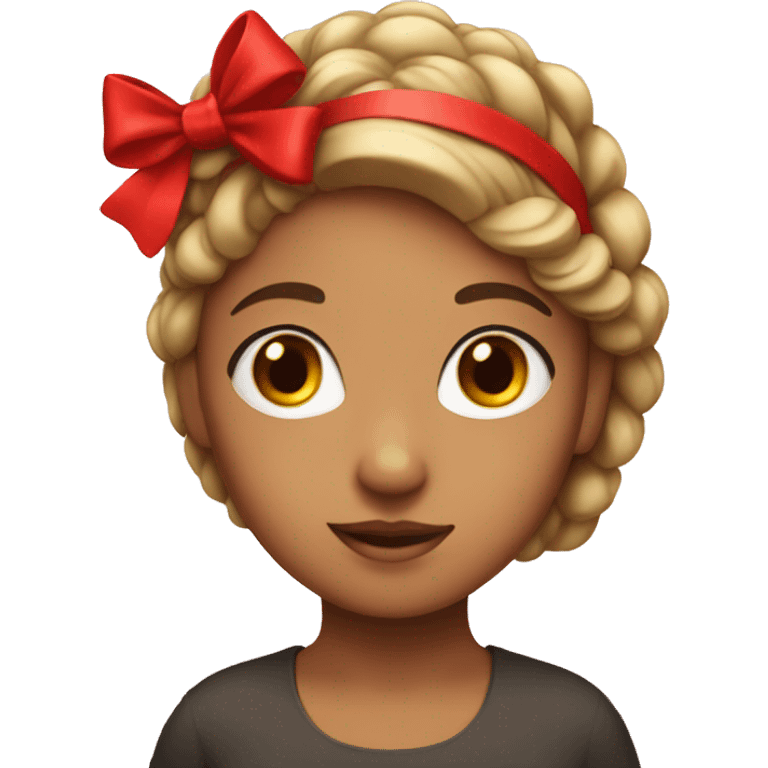 A girl with a red bow on her head emoji