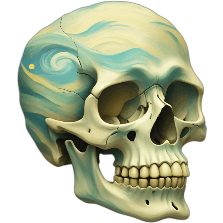 van gogh style skull emoji