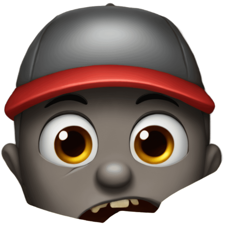 a crying bat with tears in a cave wearing a red cap emoji