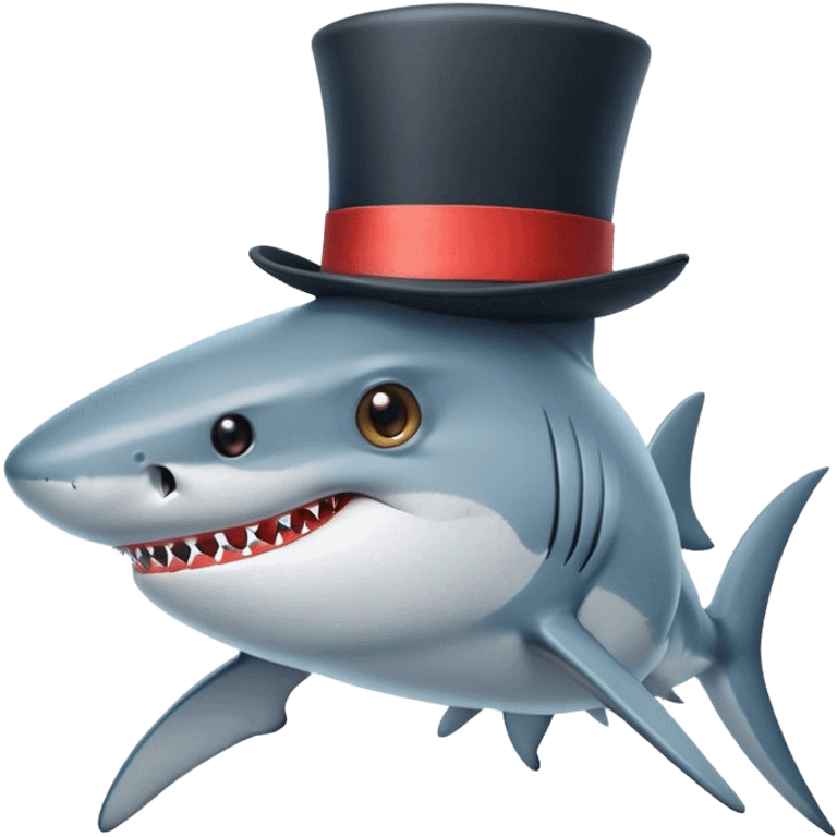 Shark with a top hat emoji