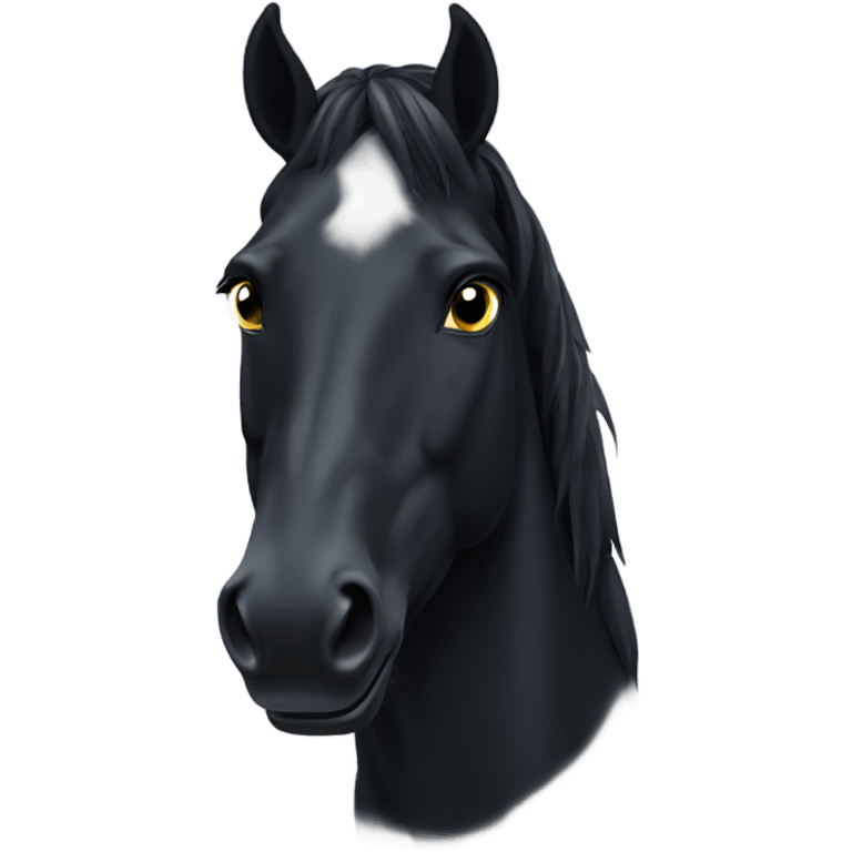 Black horse with white spot on forehead emoji