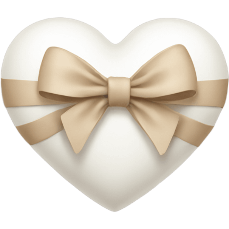 white heart with beige bow emoji