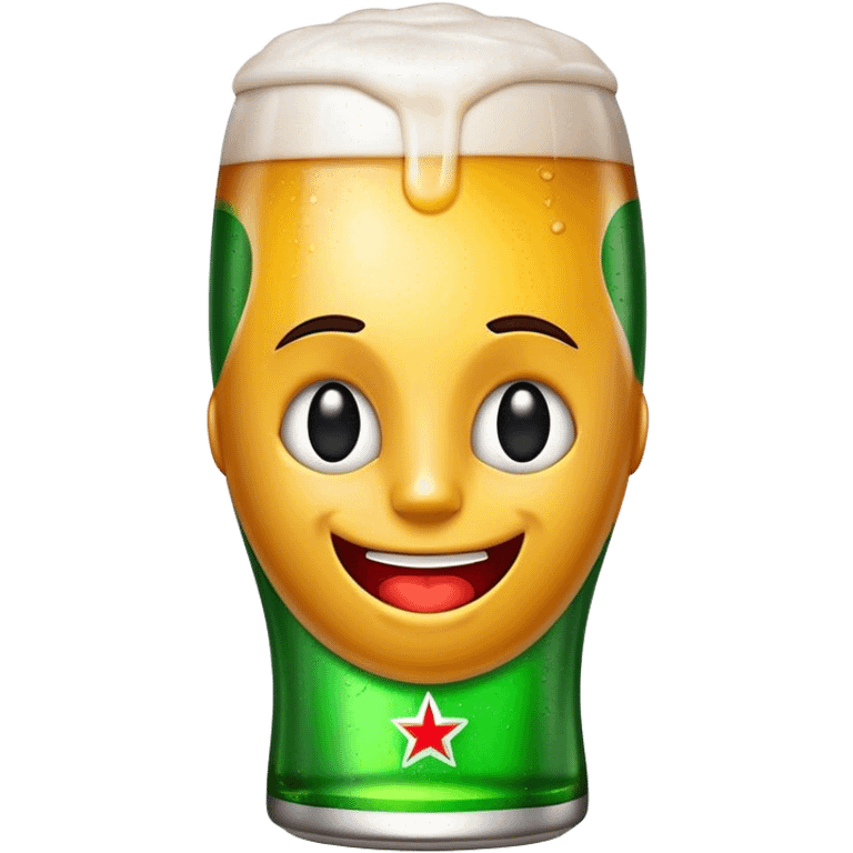 Cinematic Realistic Heineken Pop Culture Emoji, showcasing an iconic beer moment rendered with crisp textures and vibrant, energetic lighting. emoji