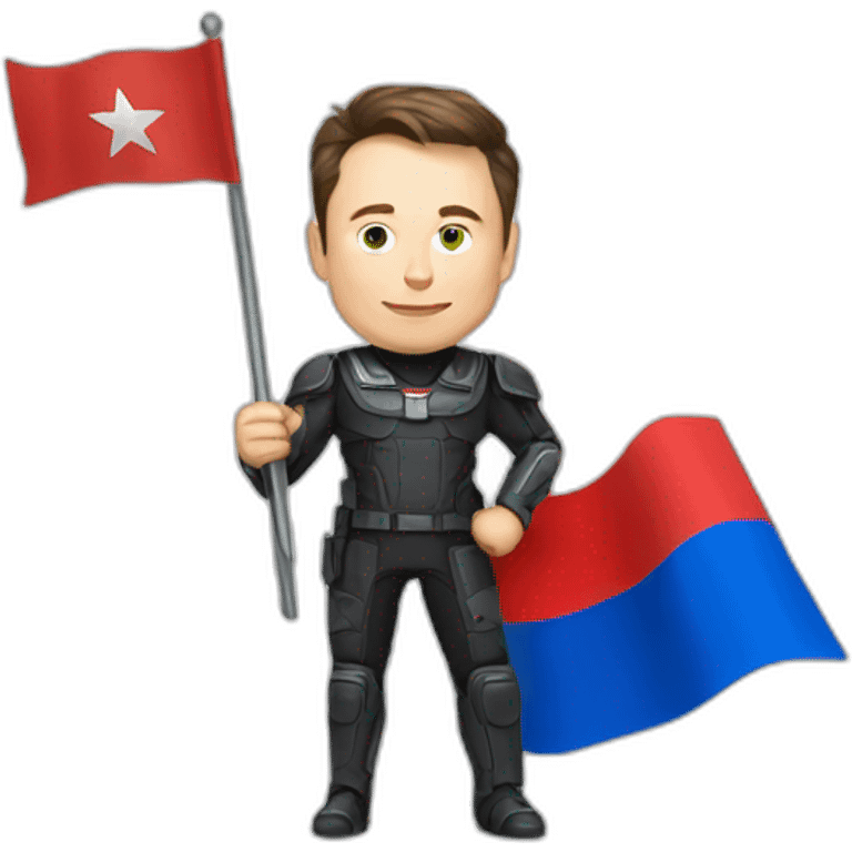 Elon musk holding Russian flag emoji