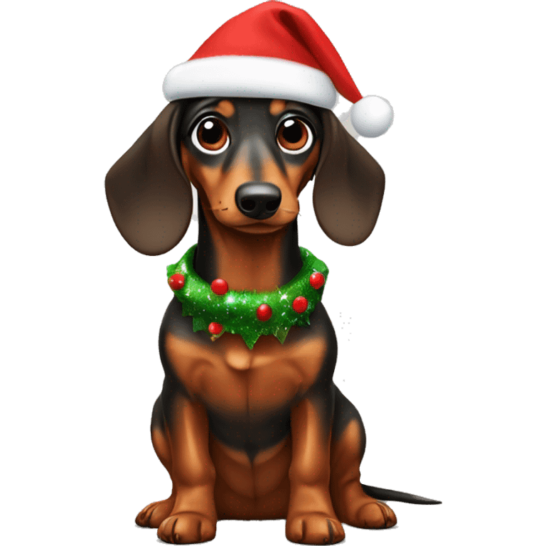 Daschund wearing Christmas outfit emoji