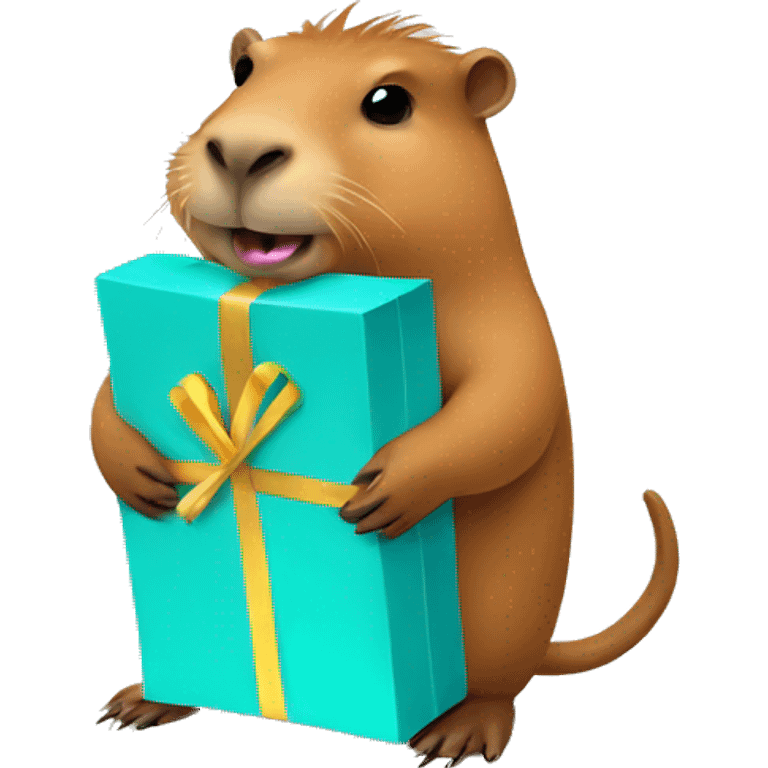 Capybara holding a gift emoji