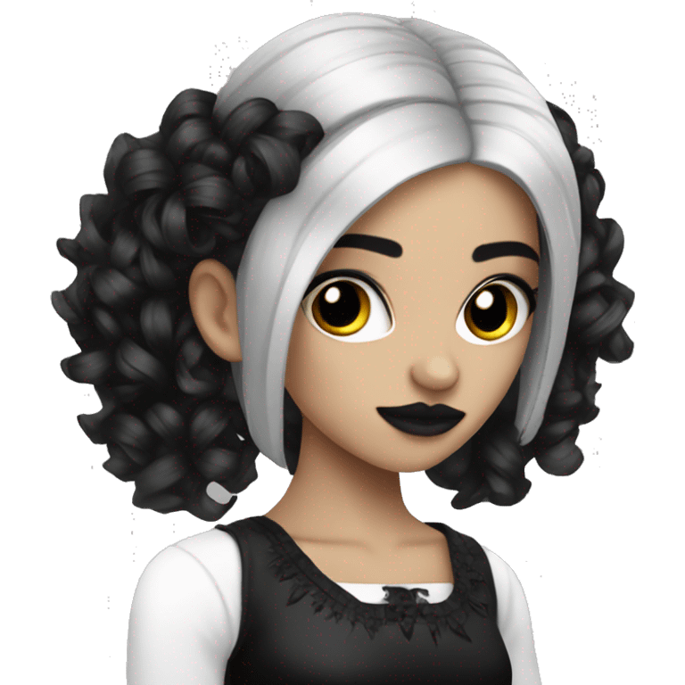 Mexican Goth girl black and white hair emoji