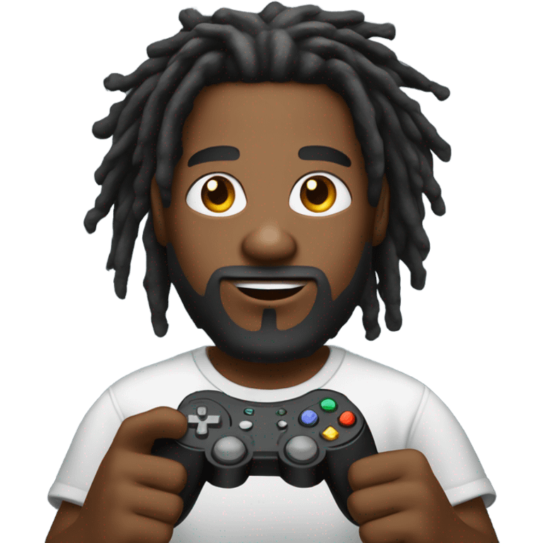 Black man with dreadlocks and beard playing video game  emoji