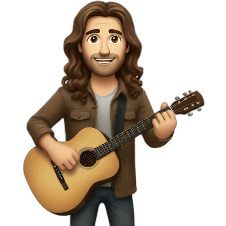 white jewish man with long brown hair and a guitar emoji