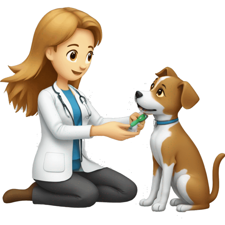 cat - vet treating a dog emoji