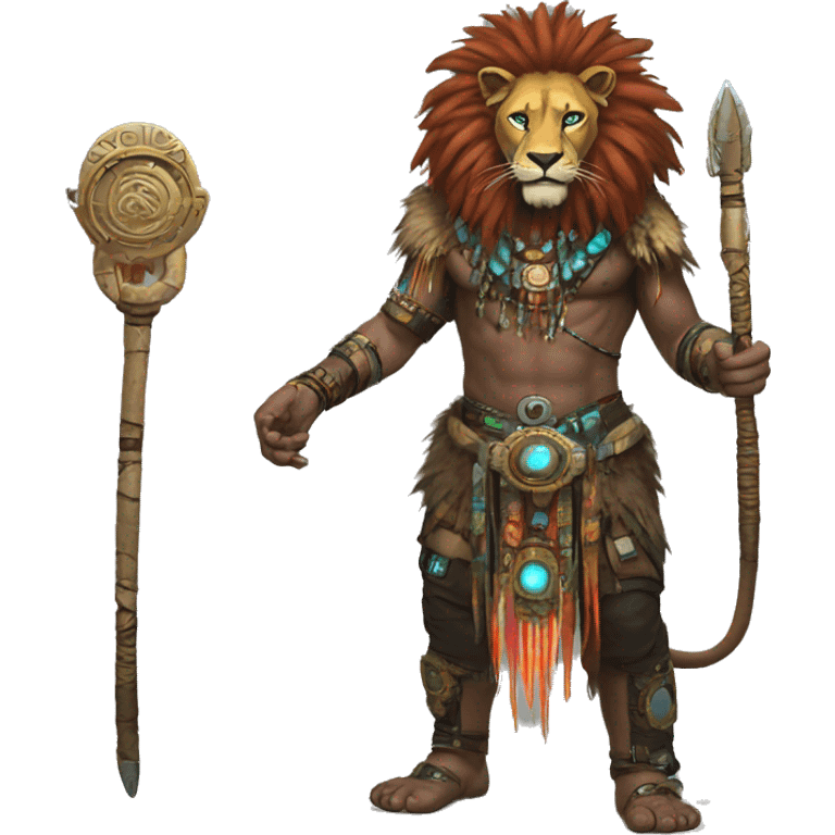 A lion shaman cyberpunk emoji