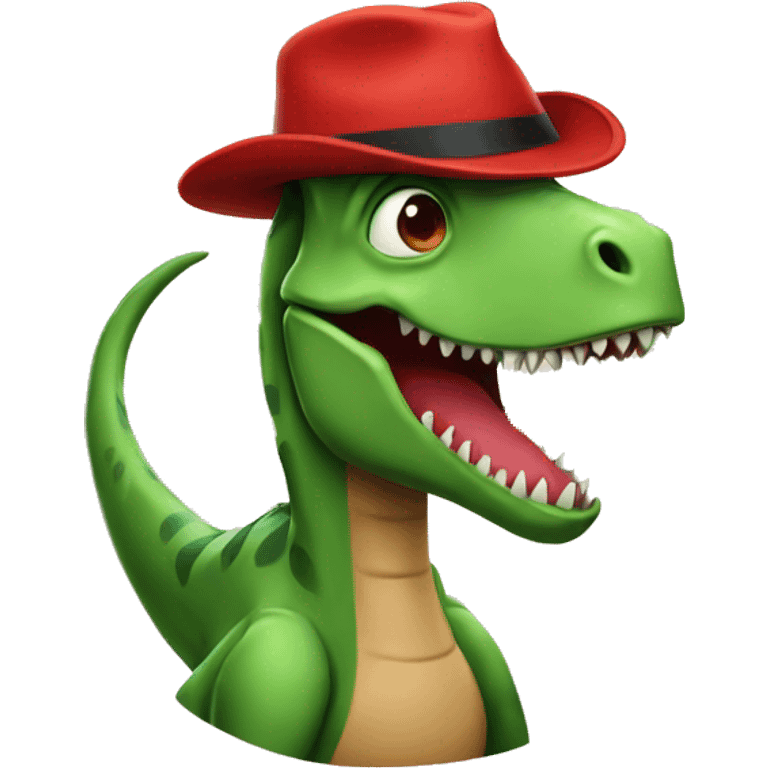 Dinosaur with red hat  emoji