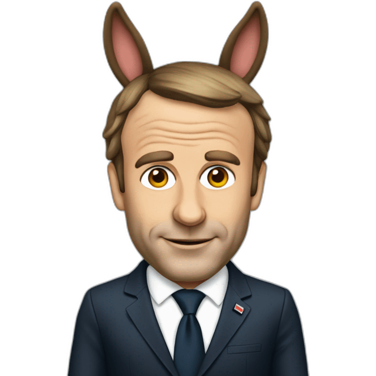 president macron with donkey ears emoji