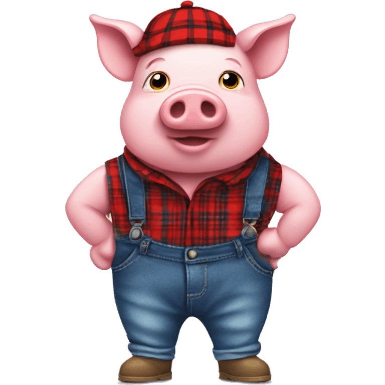 a humanoid pig wearing a red flannel and blue jeans  emoji