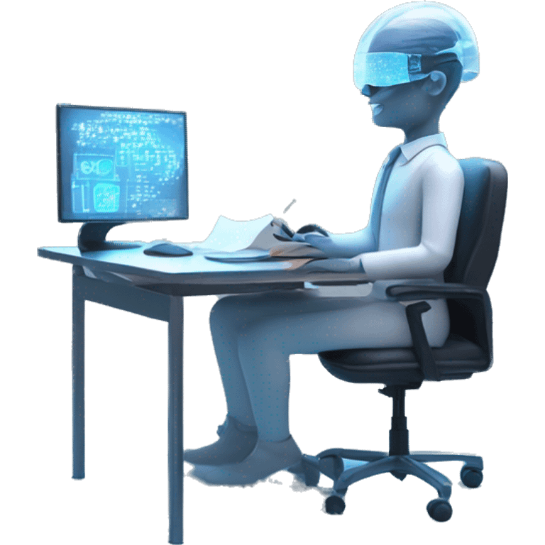 Futuristic-office-studying-hologram 3d model emoji