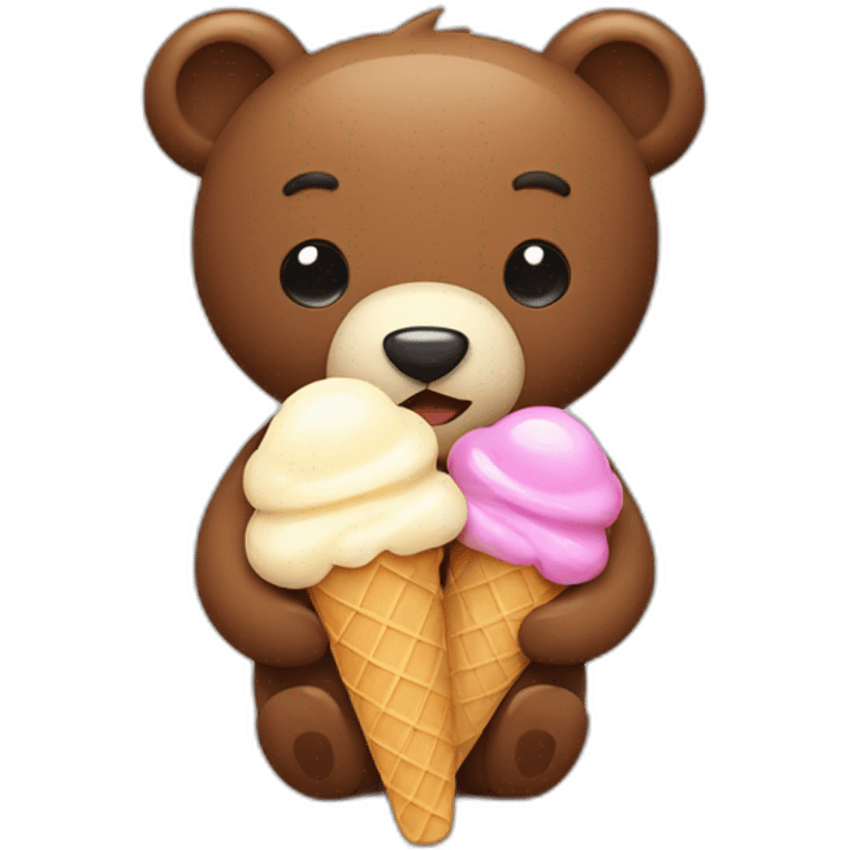 Cute bear eating ice cream on a stick emoji