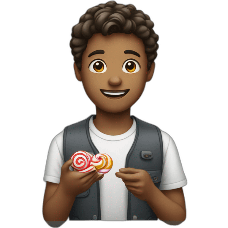 A young man handing candy  emoji