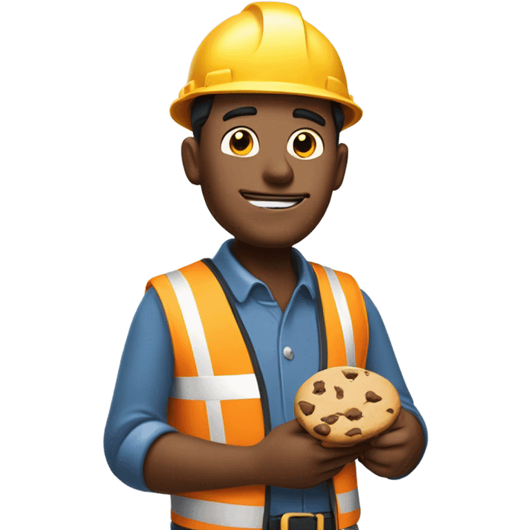 Dodgy builder holding a chocolate chip cookie emoji