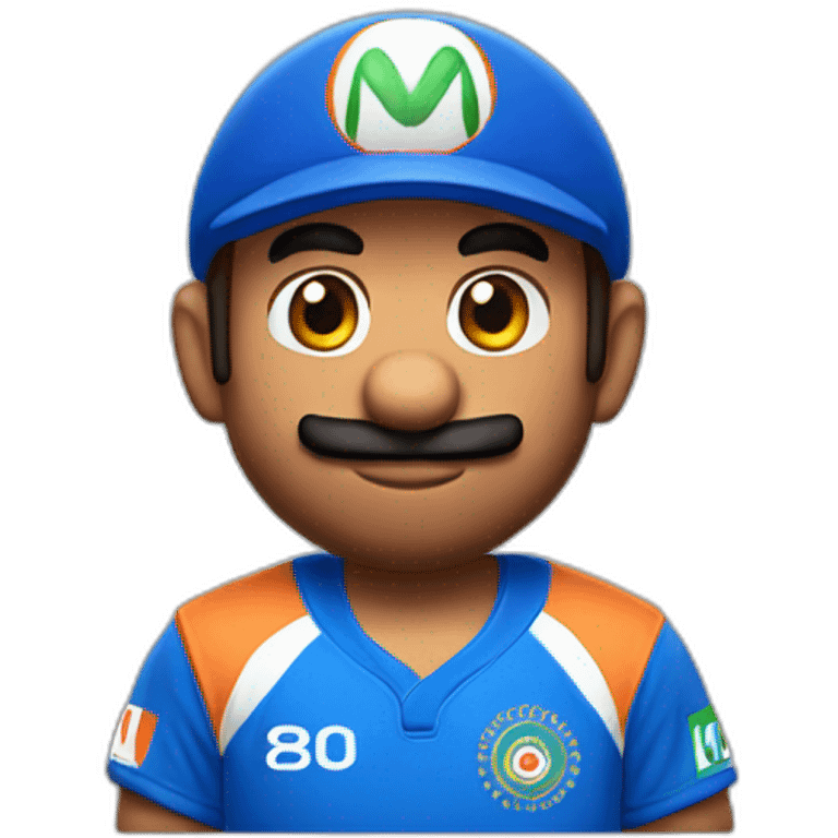 mario wearing blue indian cricket team jersey emoji