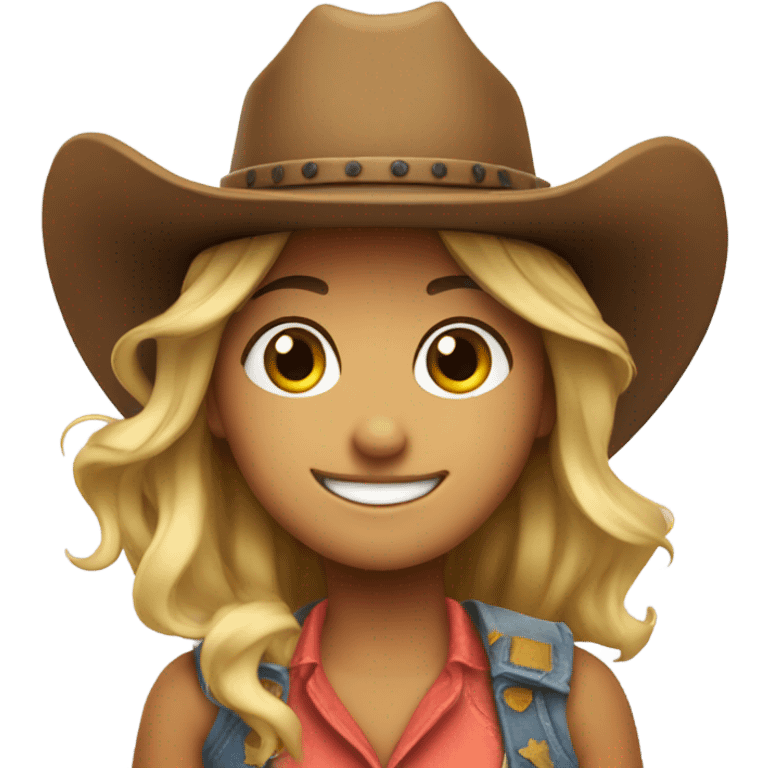 smiling girl in cowboy hat emoji