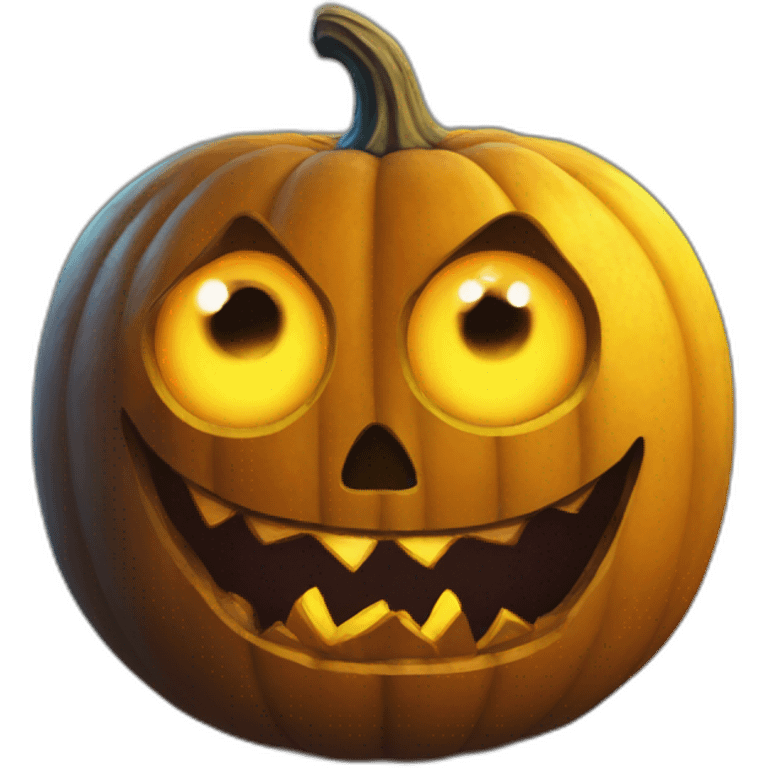 Yellowfire pumpkin head with demon eyes emoji