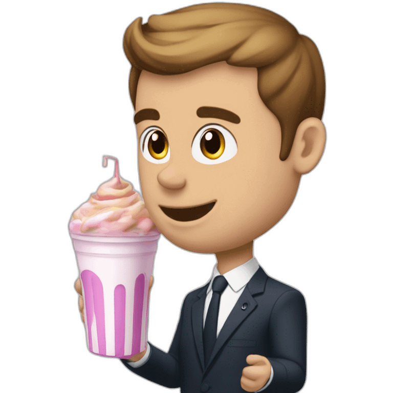 Macron qui boit du milk-shake emoji