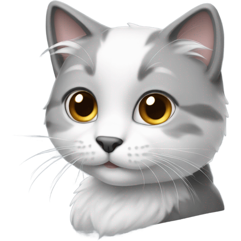 Cute white and gray cat emoji