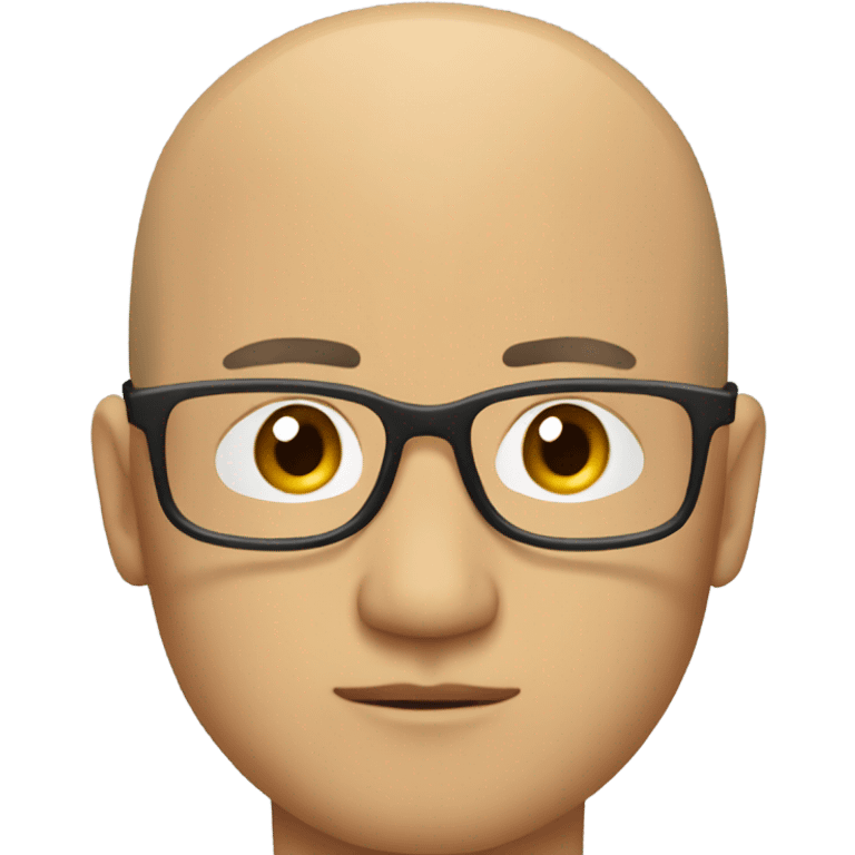  a 35-year old,  bald, Asian man, wearing glasses, deep in thought emoji