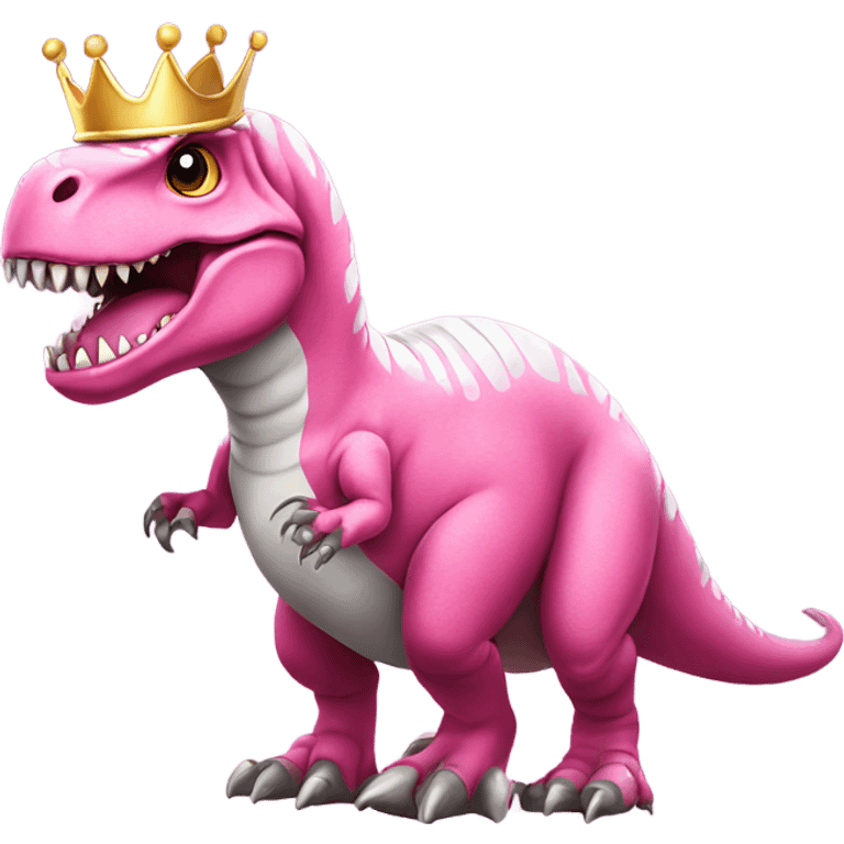 pink t rex with silver crown  emoji