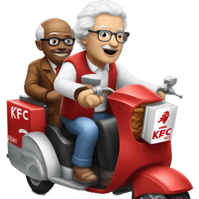 KFC grandpa drives a passenger three-wheeled motorcycle emoji