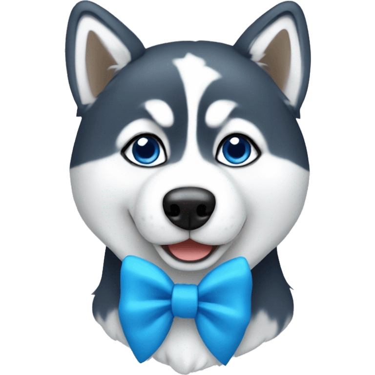 a husky wearing blue bow  emoji