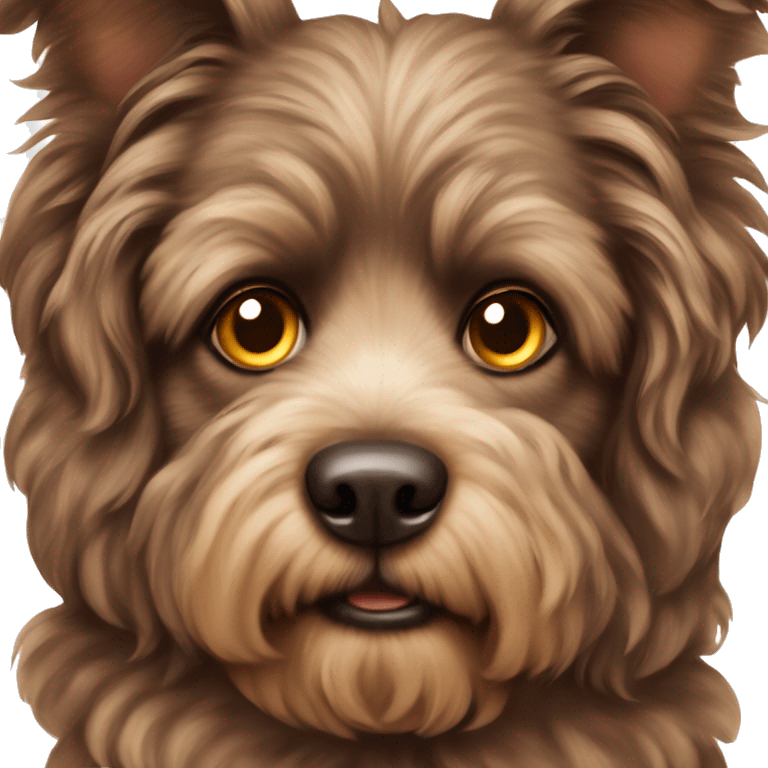 Brown fluffy brindle dog with pointy ears emoji