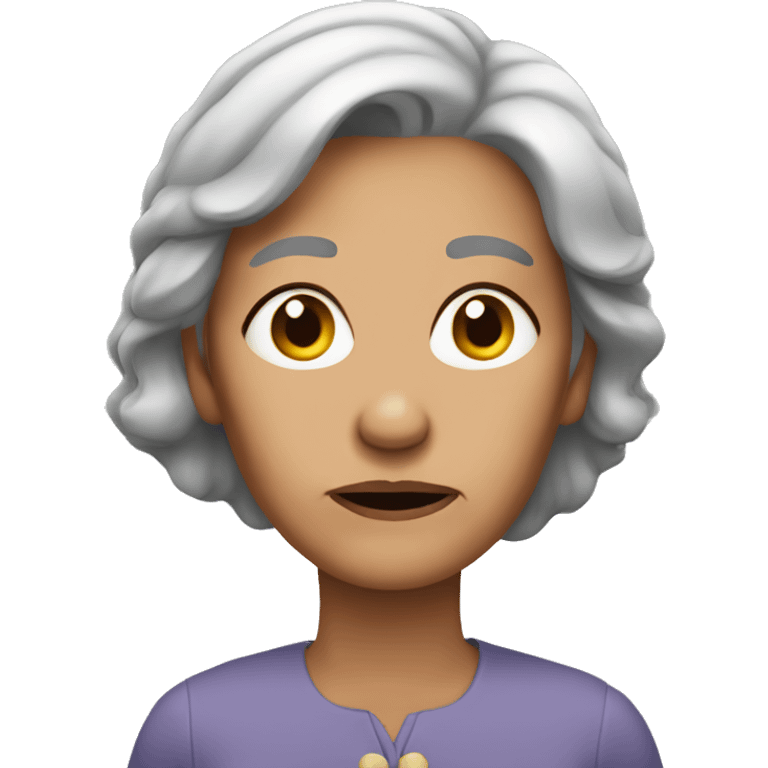 unhappy older woman straight gray hair emoji