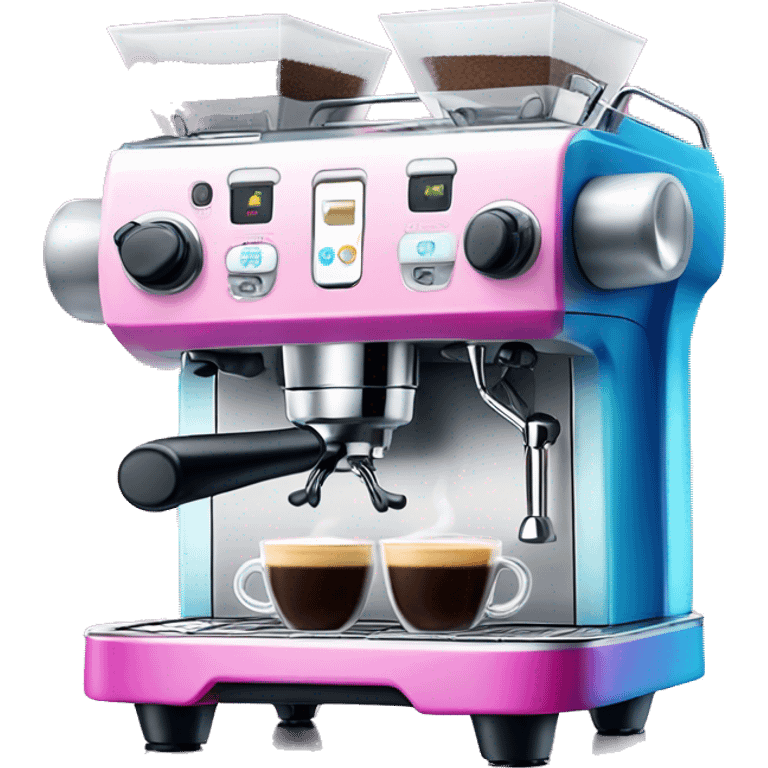 Pink and blue gradient hue espresso machine emoji