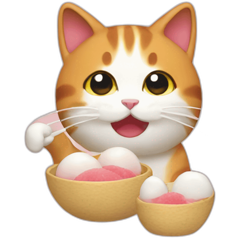 Japanese cat eating mochi emoji