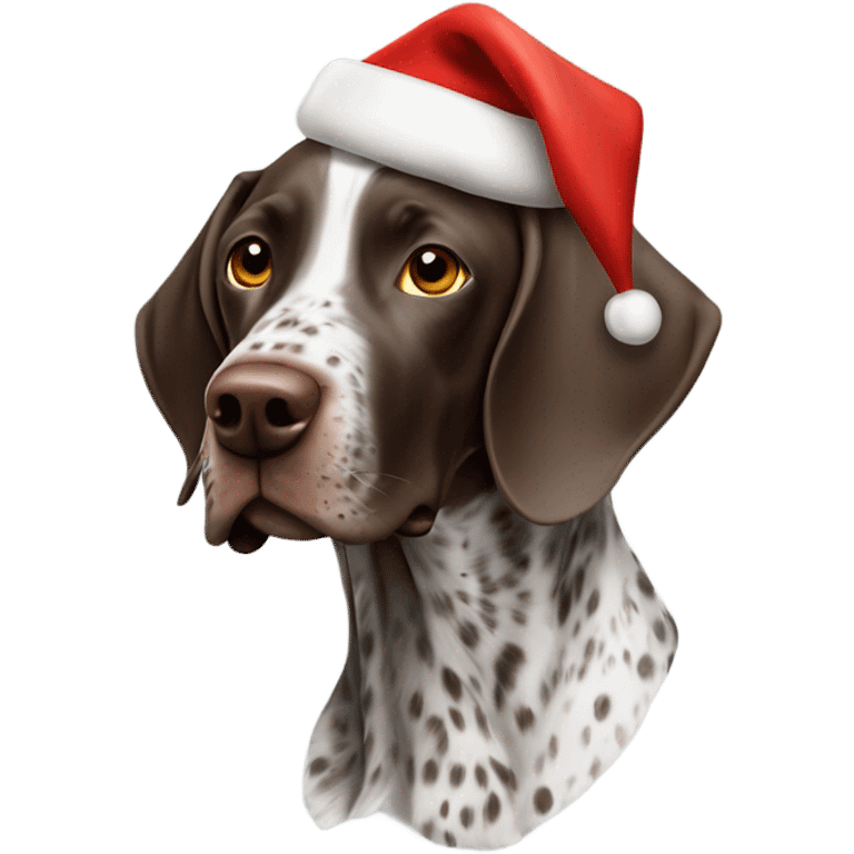 German shorthaired pointer with Christmas hat on emoji