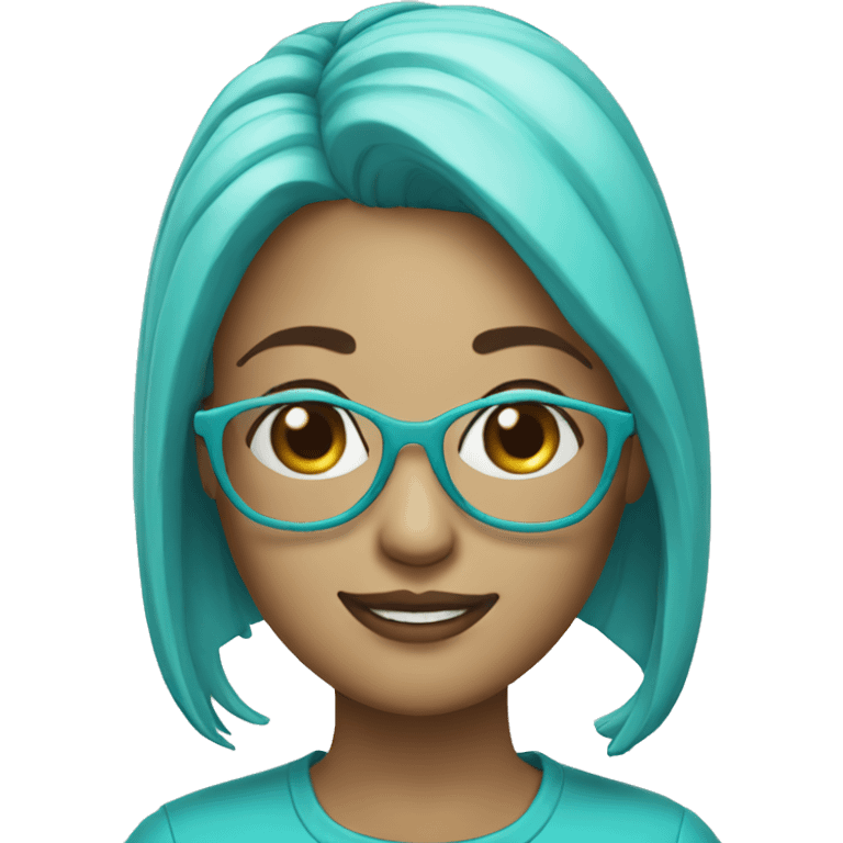 Cyan head girl with cake wearing specs  emoji