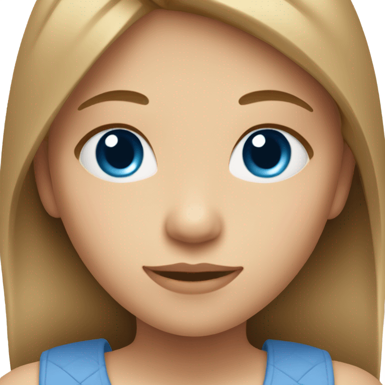 Little girl with short light brown hair blue eyes and super cute  emoji